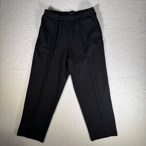 Loft Women Dress Pants Pleated Stretch Waist Polyester Black Size MP Pockets